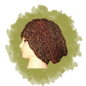 Knit Slouch Beanie Oversized Stretchy Brown Adult Teen Winter Hat